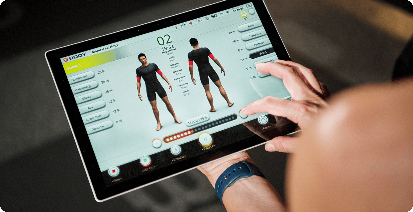 Person viewing results on an iPad